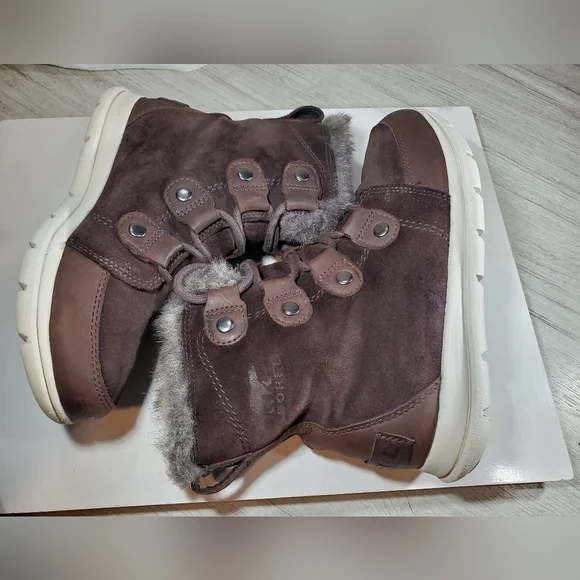 Sorel Womens Explorer Joan Waterproof Brown Leather Winter Boots Size 6 - Picture 5 of 13